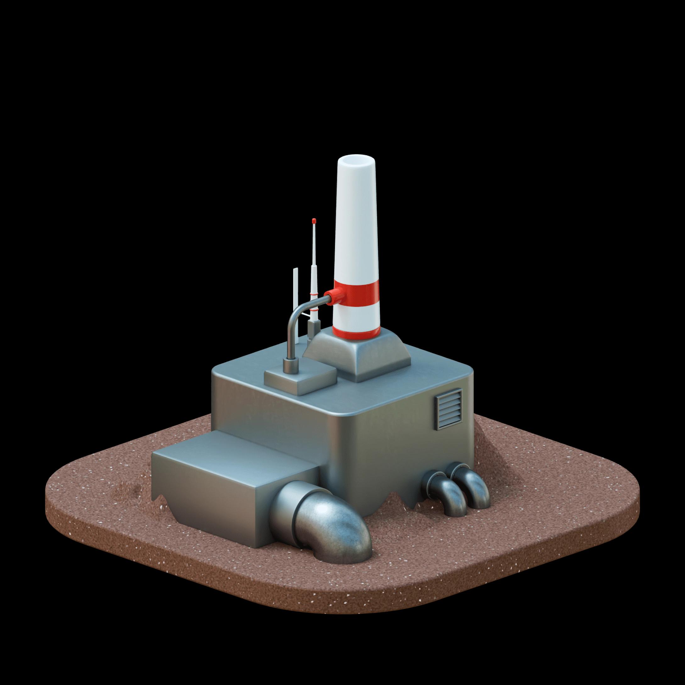 A small 3d model of a geothermal power plant facility with steam turbines