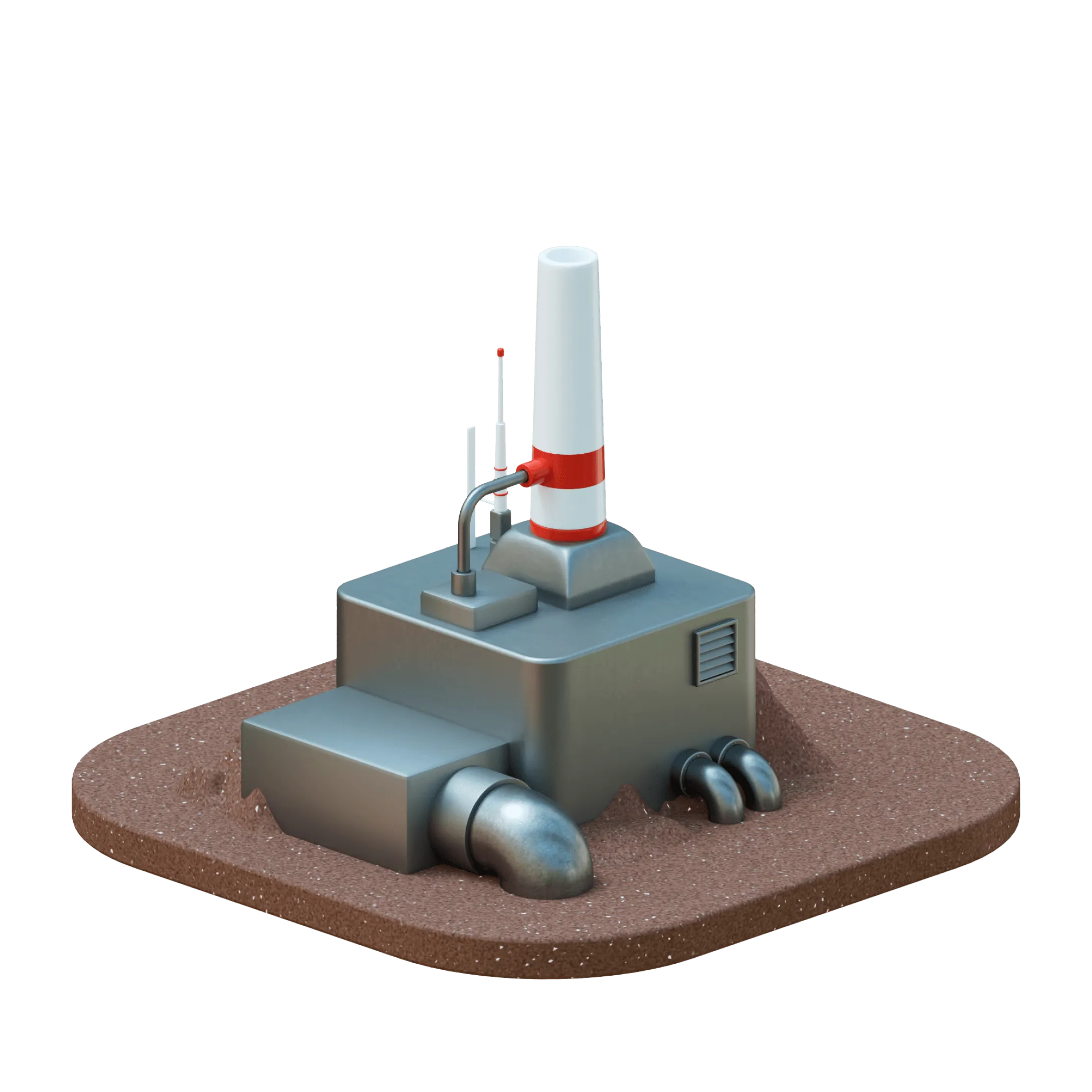 A small 3d model of a geothermal power plant facility with steam turbines