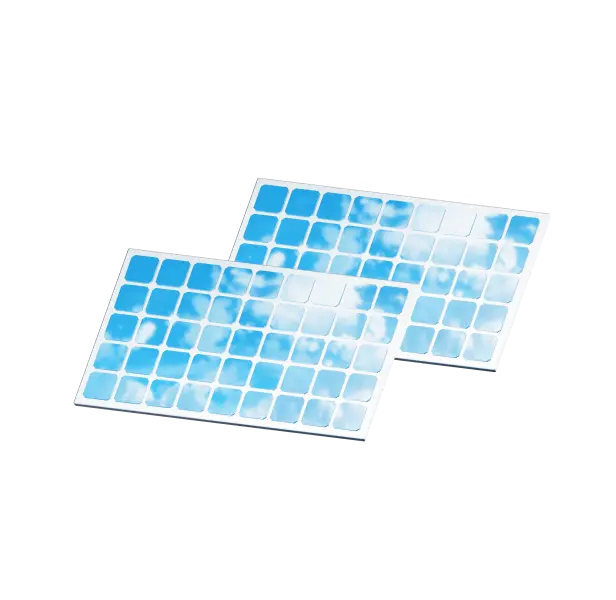 2 solar panels reflecting a blue cloudy sky, meant as a placeholder for the photo of the project